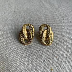 Vintage Napier Stud Gold Earrings Chainlink Design